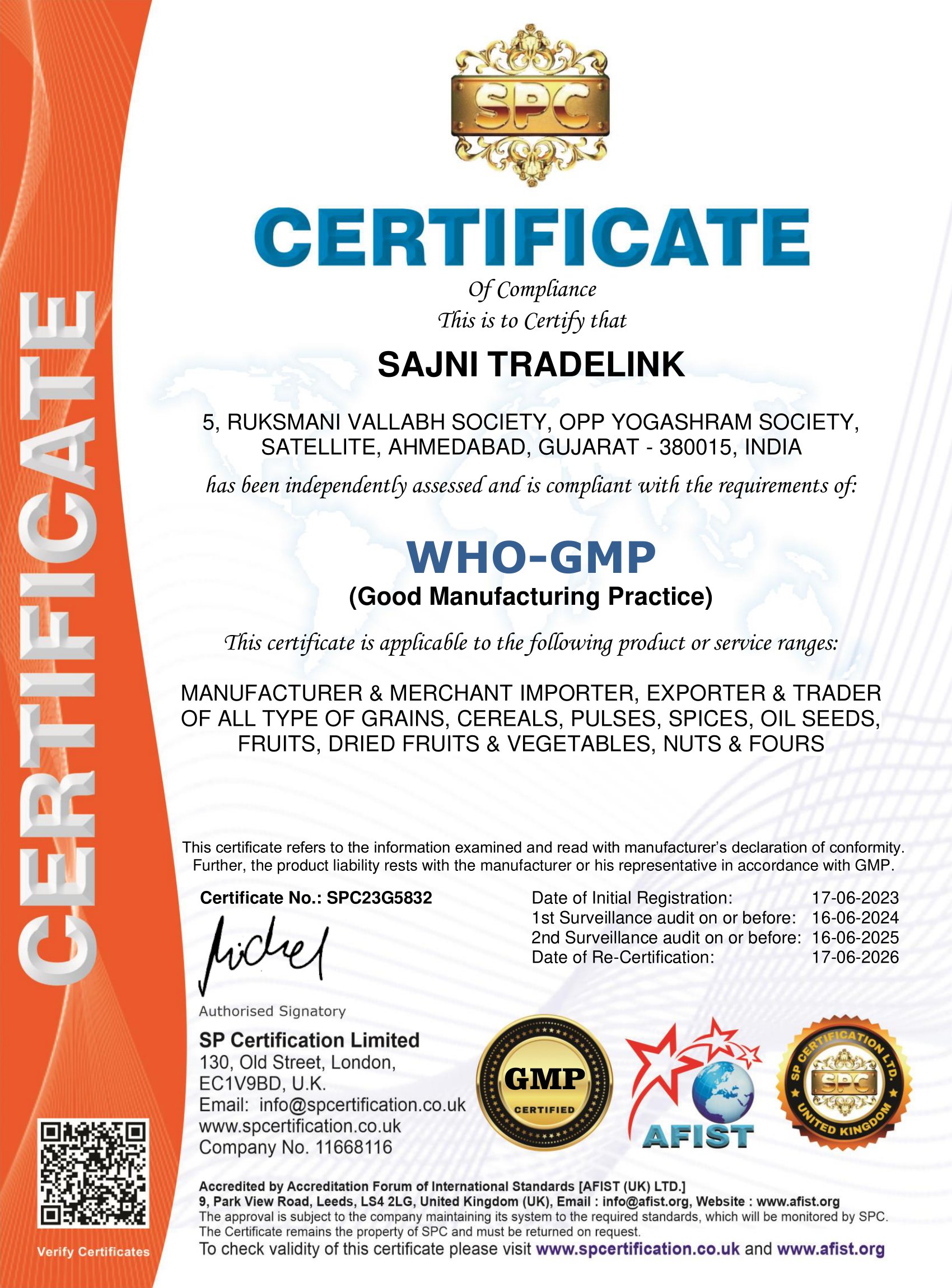 WHO-GMP certificate